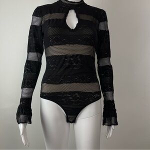 Elegant Black Lace Bodysuit